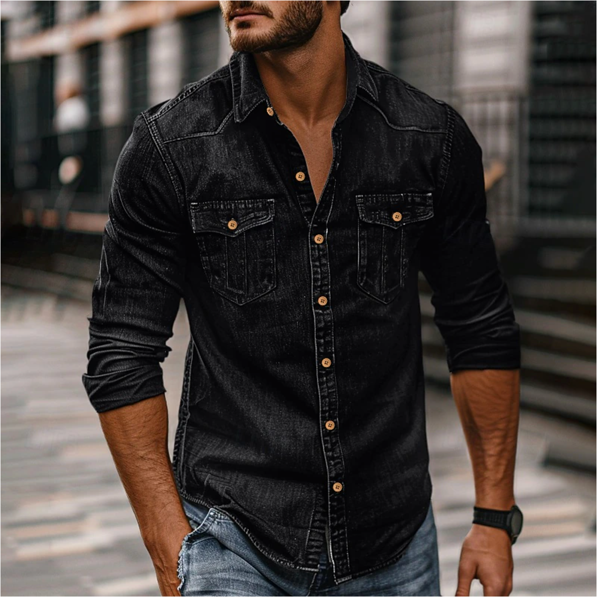 Hans | Camisa clásica con bolsillos en el pecho para hombre