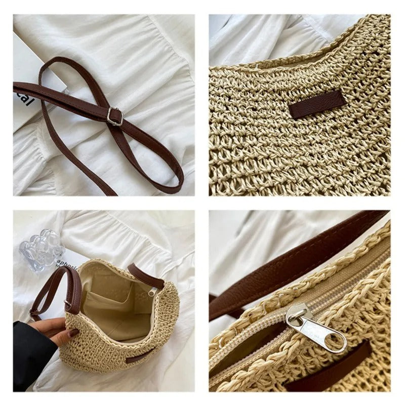 Camille | Elegante bolso trenzado con asas redondas